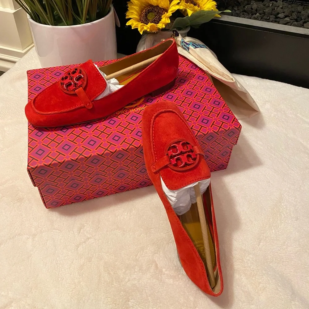 Tory Burch Miller Metal-Logo Loafer Suede - Picture 2 of 7